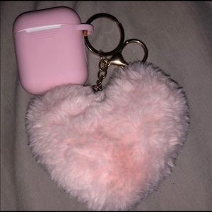 cute airpods pompom keychain case